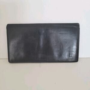 Dunhill Designer Card Slim Bill Holder Wallet Black Bifold Leather Long Retro